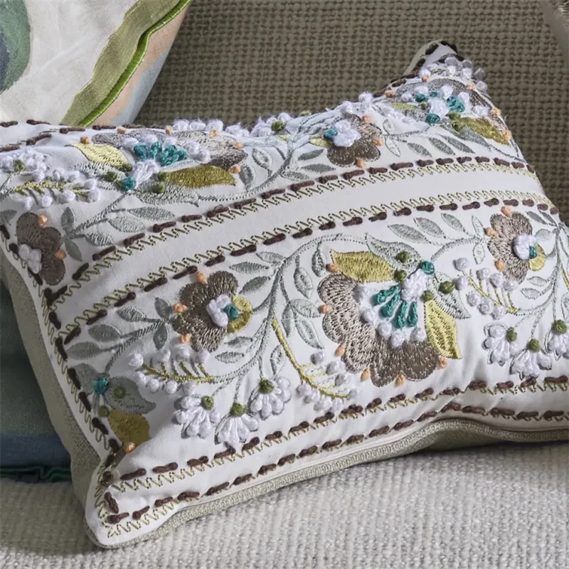 Designers Guild - Enamel Flower Celadon Embroidered Cotton